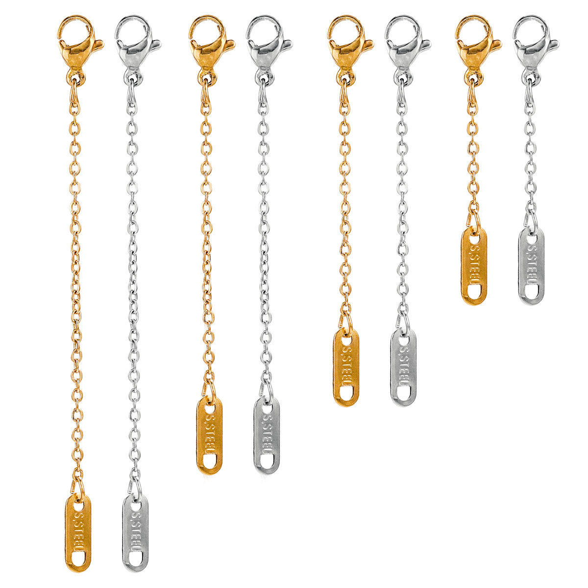 Cadena de extensión de acero inoxidable, cadena plana en forma de O, collar, pulsera, cadena de extensión, accesorios de joyería de bricolaje, etiqueta colgante, vacío al por mayor