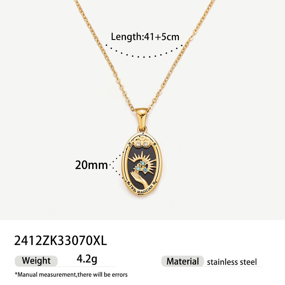Taena Collar de etiqueta de acero inoxidable europeo y americano Diseño de nicho femenino Collar de tarot Xingyue Collar de acero de titanio que no se desvanece image 10