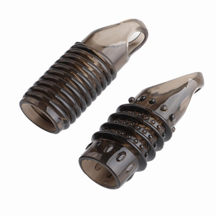 Crystal Wolf Tooth Condom with Double Openings, Thickened and Lengthened, Male Threaded Condom, Glans Exposure Penis Sleeve, Dual-Use Sex Toy