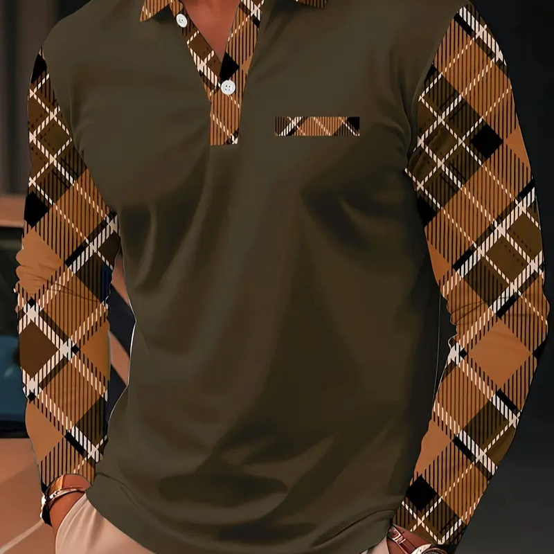 Primavera y verano diseño de alta calidad Volkswagen geométrico de manga larga botón POLO camisa de solapa personalizada MB14