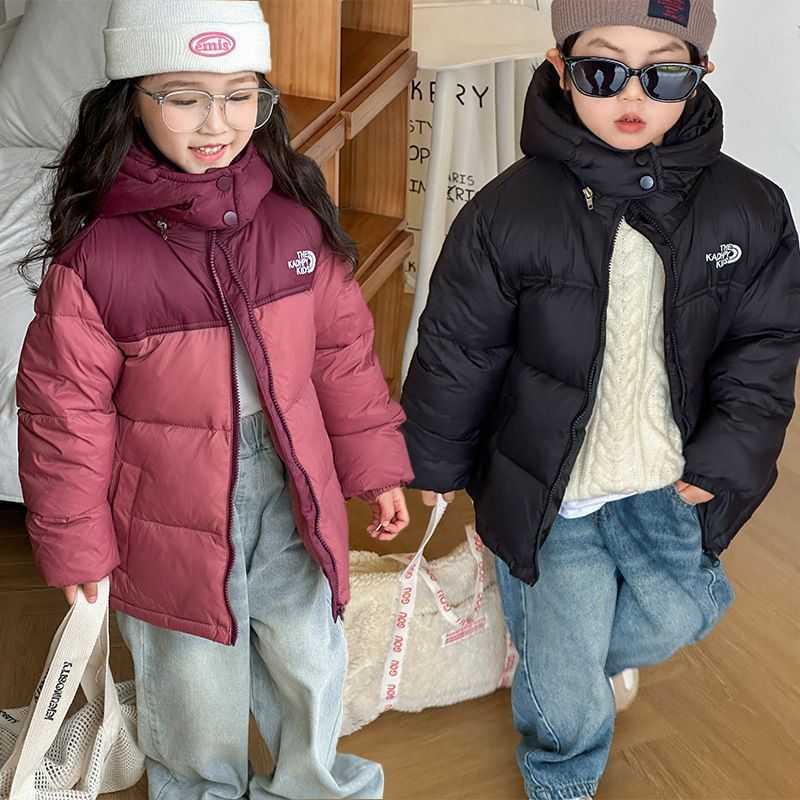 2025 invierno nueva ropa de algodón para niños, niños y niñas, chaqueta de algodón de pluma caliente, chaqueta de algodón de bebé coreano