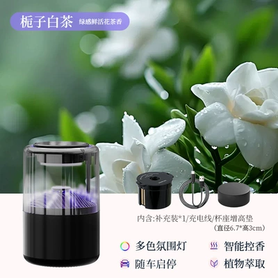 Car Perfume Aromatherapy – Car Fragrance Sprayer - heightening-pad-gardenia-white-tea-car-start-and-stop-car-fragrance-in-seconds-five-color-ambient-lights