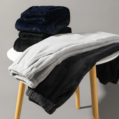 Winter Men's Pajama Set with Thick Plush Fleece Lined Coral Wool Warm Pajama Bottoms for Home Use Large Size Single Pajama