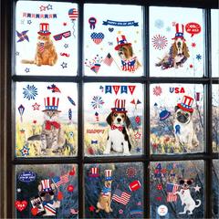 亞馬遜跨境美國獨立日雙面印刷靜電玻璃門窗宿舍聚會場景裝飾2304