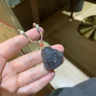 Hetian jade violet Maitreya Buddha, fine texture, rich color, carved laughing Buddha, full and delicate,
