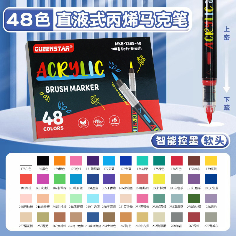 Líquido directo tipo blando acrílico marcador conjunto impermeable impermeable DIY graffiti dibujo de estudiantes pincel de relleno de color