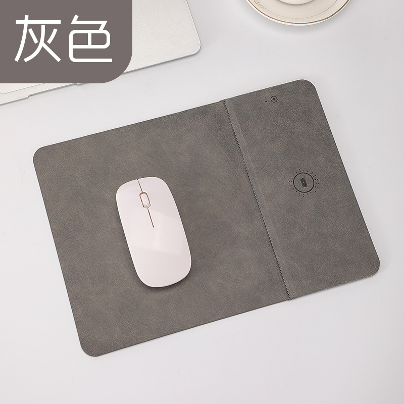 Alfombrilla de ratón con carga inalámbrica 15W, PU antideslizante, oficina comercial, personalizable