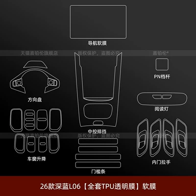 Car interior film L06 interior protection film, center - 26-models-of-deep-blue-l06full-set-of-tpu-transparent-filmsoft-film