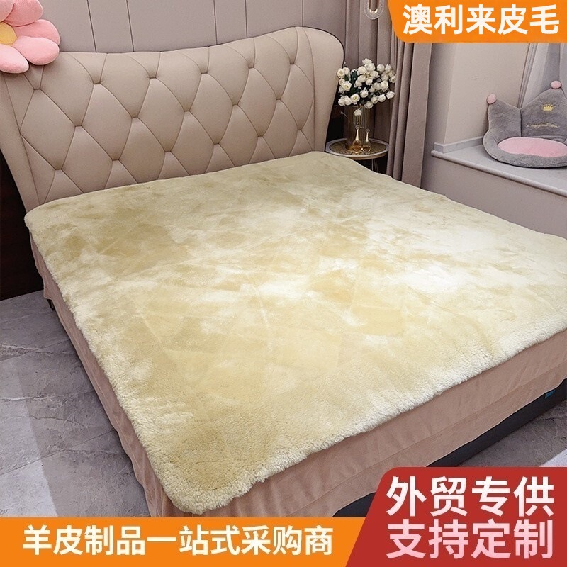 Australian High-Elastic Sheepskin Matcha Green Sheepskin Mattress Sheepskin Bed Blanket Single Mattress Winter Double Shearling Cushion