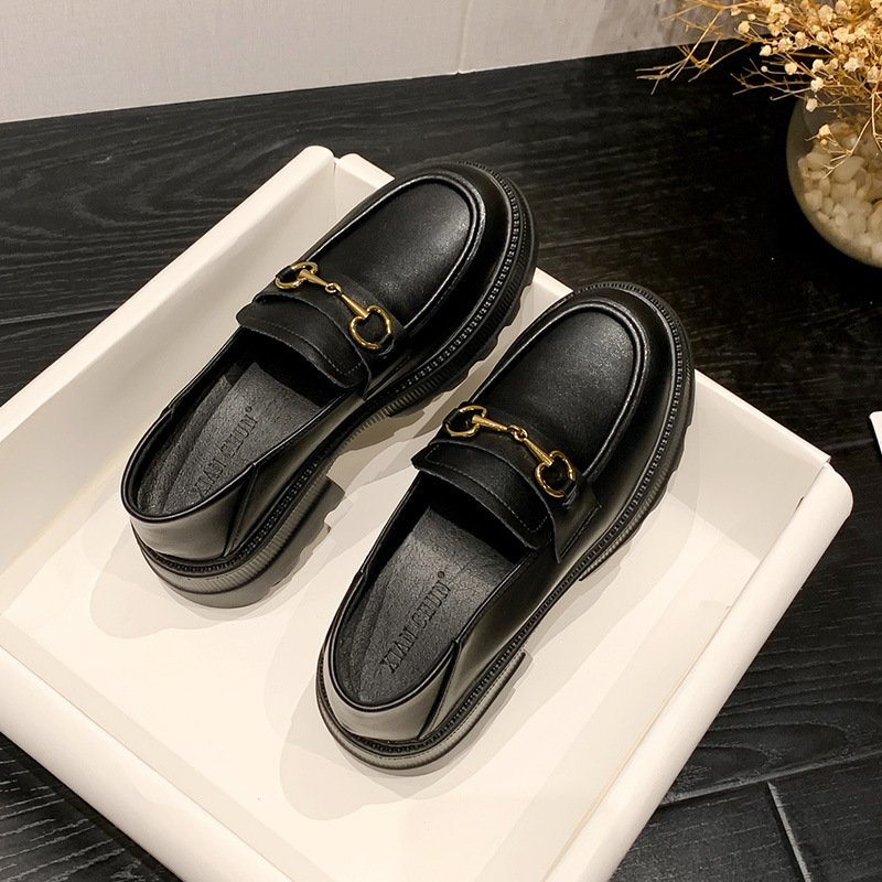 Small size women's shoes 313233 platform retro loafers autumn and winter New British preppy style leather shoes 34