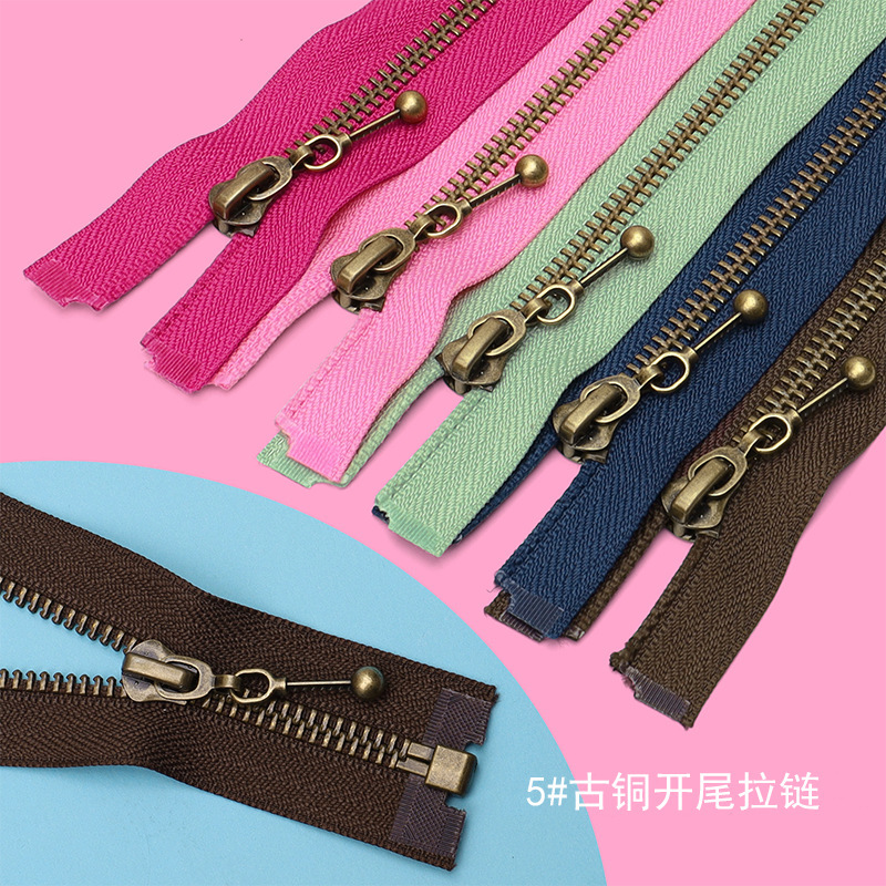 No.5 metal tail zipper bronze zipper tooth clothing coat clothing DIY accessories factory direct sales