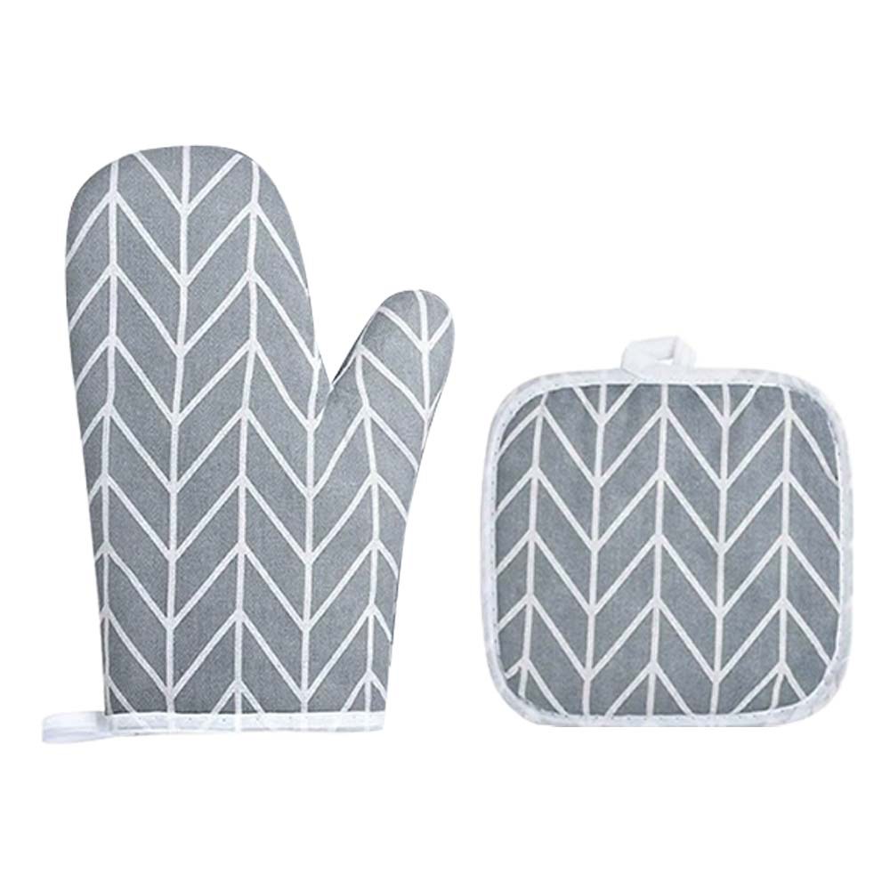 Guantes de cocción de algodón y lino guantes de microondas guantes de aislamiento térmico guantes de horno gruesos guantes resistentes a altas temperaturas guantes a prueba de quemaduras