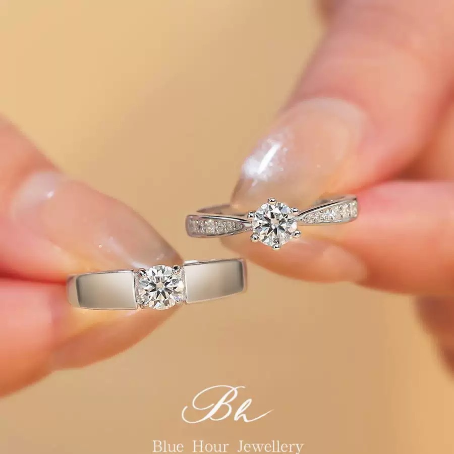 Sterling Silver S925 Moissanite Ring Diamond Ring Couple Wedding Ring high quality a Pair of Simulation Engagement Wedding Gift