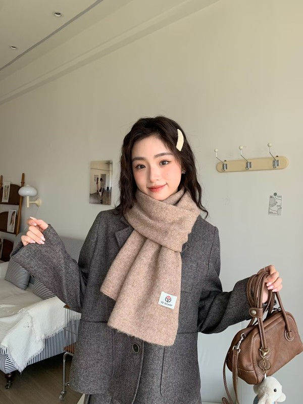 新款冬季羊毛围巾女高级感百搭可爱毛线针织围脖男护颈保暖韩版潮|undefined