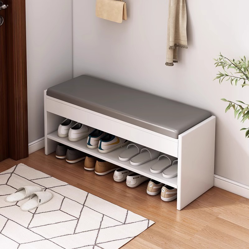 Cambio de zapatos taburete casa puerta sentado zapato taburete de entrada hogar zapato gabinete asiento taburete integrado bolsa suave cojín zapato estante image 3