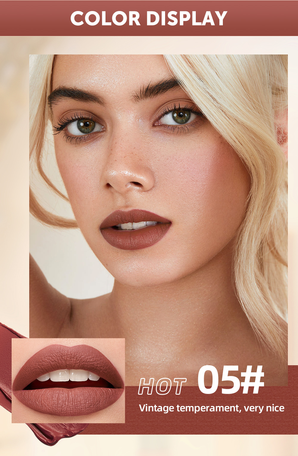 QIBEST Cross-border matte velvet matte lipstick does not stick to cups, does not fade, is easy to apply, moisturizes and lasts long, and is a lipstick for makeup undefined