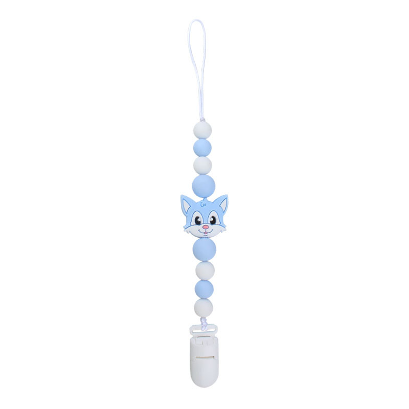 Bebé animal de dibujos animados Fox gato silicona teether dientes de bebé palo de juguete teether pezón cadena anti-caída
