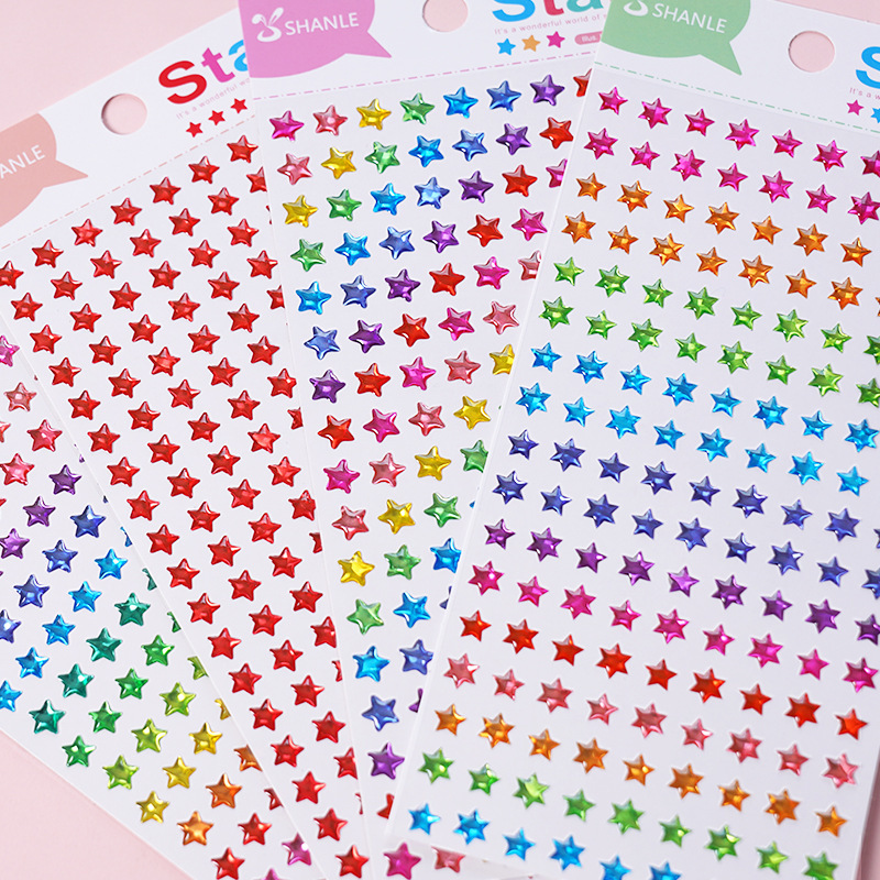 カラフルな小さなスターステッカー赤い愛のクリスタル立体子供のごほうびステッカー幼稚園赤ちゃん教育手作り|undefined