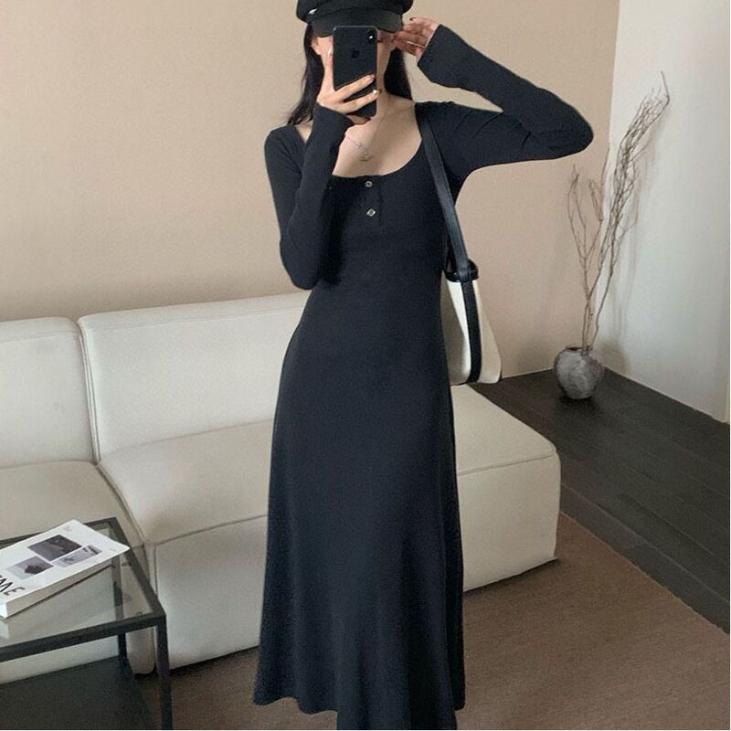 Pure Desire Style Spice Girl Long-sleeved Base Knitted dress Women's Autumn and Winter New Super Long Over-knee A- long Trendy Skirt Pure Desire Style Spice Girl Long-sleeved Base Knitted dress Women's Autumn and Winter New Super Long Over-knee A- long Trendy Skirt