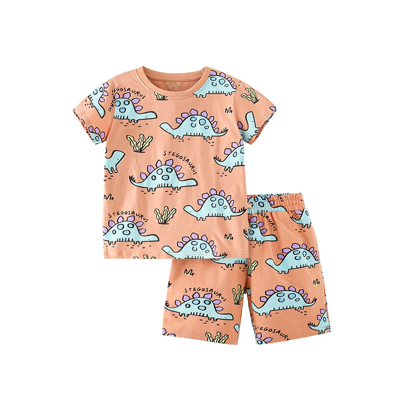 Malwee ropa para niños de verano nuevo estilo europeo y americano para niños pequeños y medianos cuello redondo casual mangas cortas pantalones de cintura elásticos set para niños