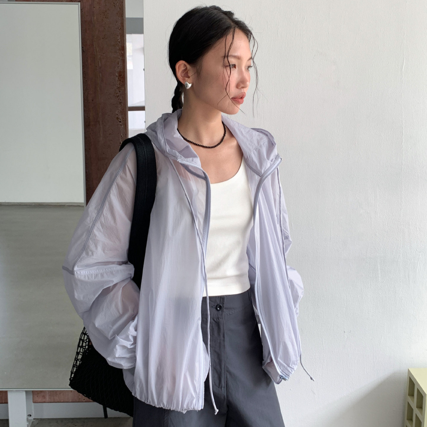6UP Spring Korean Style Thin Jacket Women's Sun Protection 13th New Arrival Lazy Style Minimalist Outfit High-end Feel Instagram 91236
