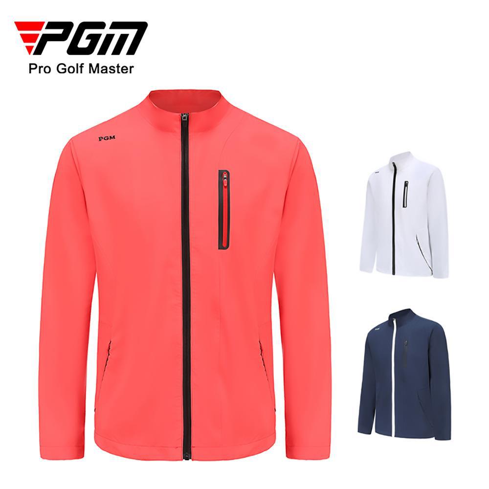 Áo khoác chống gió nam dài tay PGM Golf – thiết kế cổ đứng, nhẹ thoải mái — YF376 Áo khoác nam dài tay màu xanh nước biển, YF376 Áo khoác nam dài tay màu trắng, YF387 Áo khoác dây kéo dài tay nam màu trắng, YF376 Áo khoác nam dài tay màu đỏ