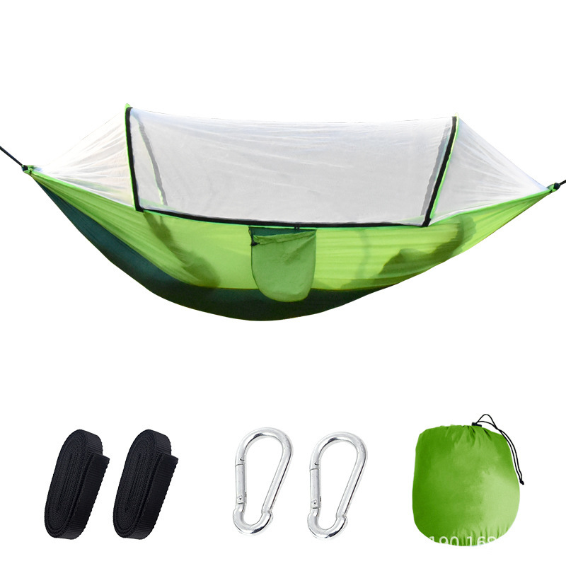 Hamaca con mosquitero para acampar al aire libre, antimosquitos, poste de soporte de apertura rápida automática, antivuelco, columpio interior, tipo colgante portátil