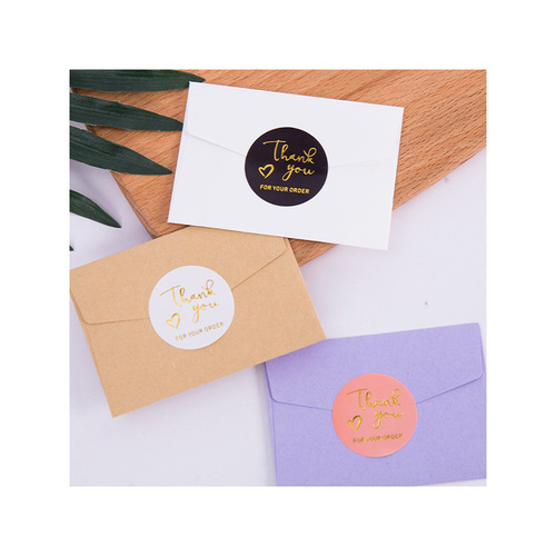 Round love thank you sealing sticker, hot stamping self-adhesive sticker, baking sealing sticker 12 pieces