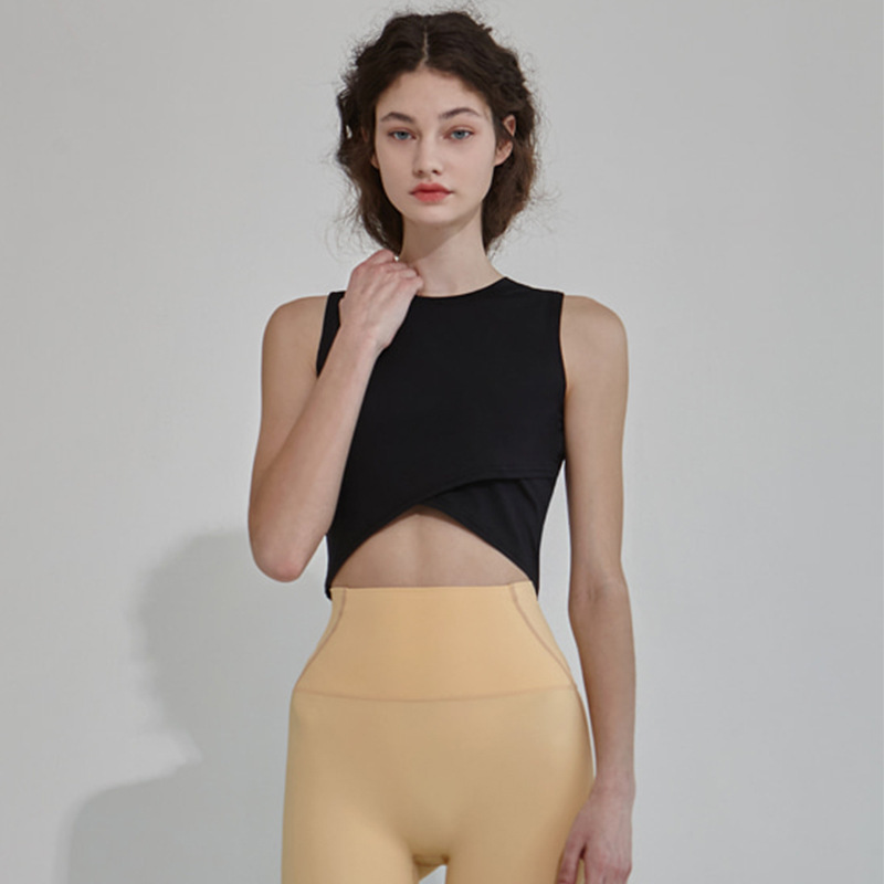 2024 new yoga clothes Vest Women's comfortable fitness top cross fashion sleeveless running slim sports vest