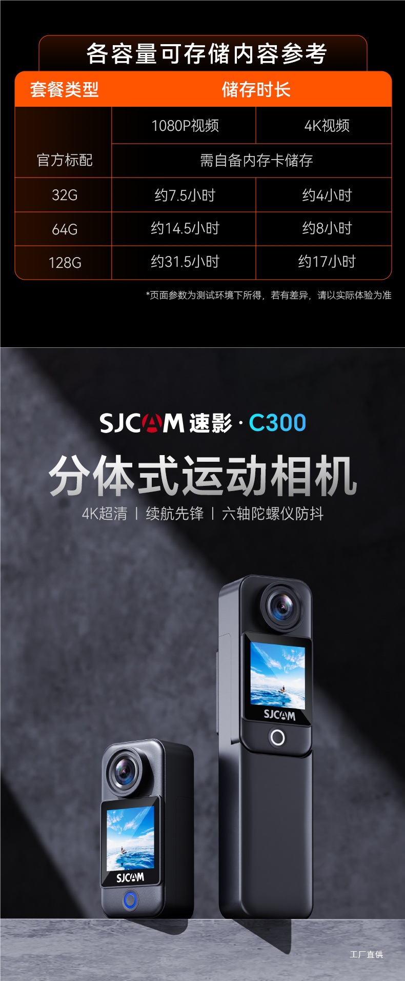 Sjcam Speedy C300 Thumb Sports Camera Motorcycle Driving Recorder Non-360 Panoramic 4K Camera Peihui