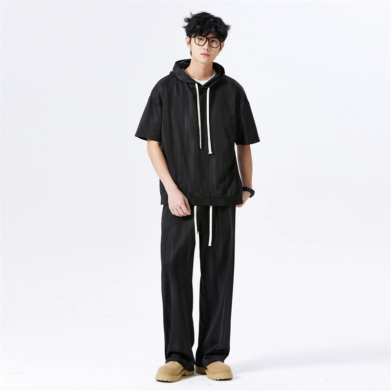 Набор с короткими рукавами мужской 2025 летний новый мужской костюм с красивыми спортивными повседневными футболками брюки из двух частей