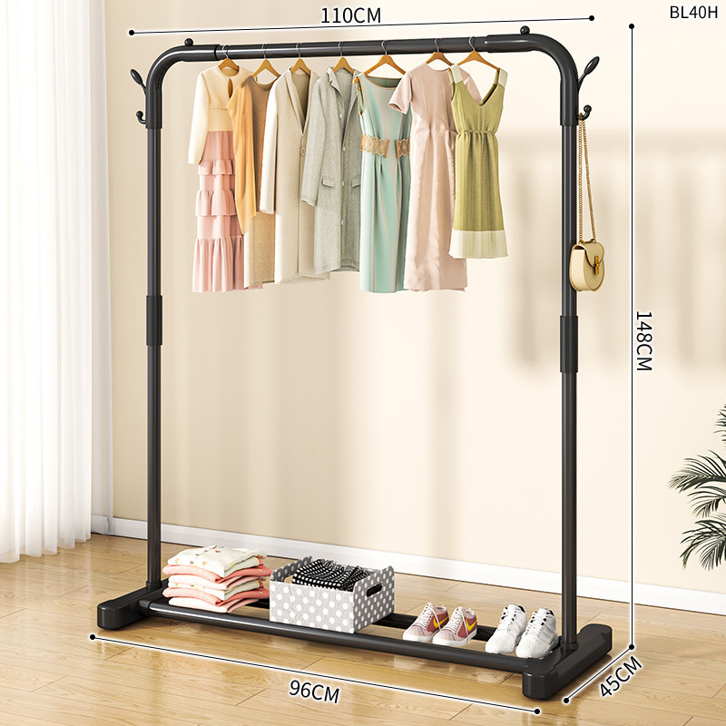 Percha de gorras para el suelo doméstico dormitorio móvil ropa crema simple dormitorio percha de ropa percha de secado percha vertical