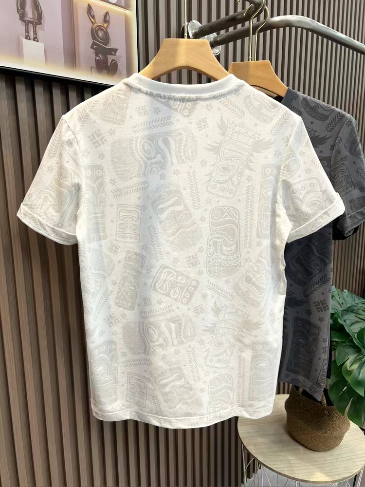 Short sleeved T-shirt, men's full body printed trendy brand slim fit embroidered cotton t-shirt, youth high-end 2023_voghion.com