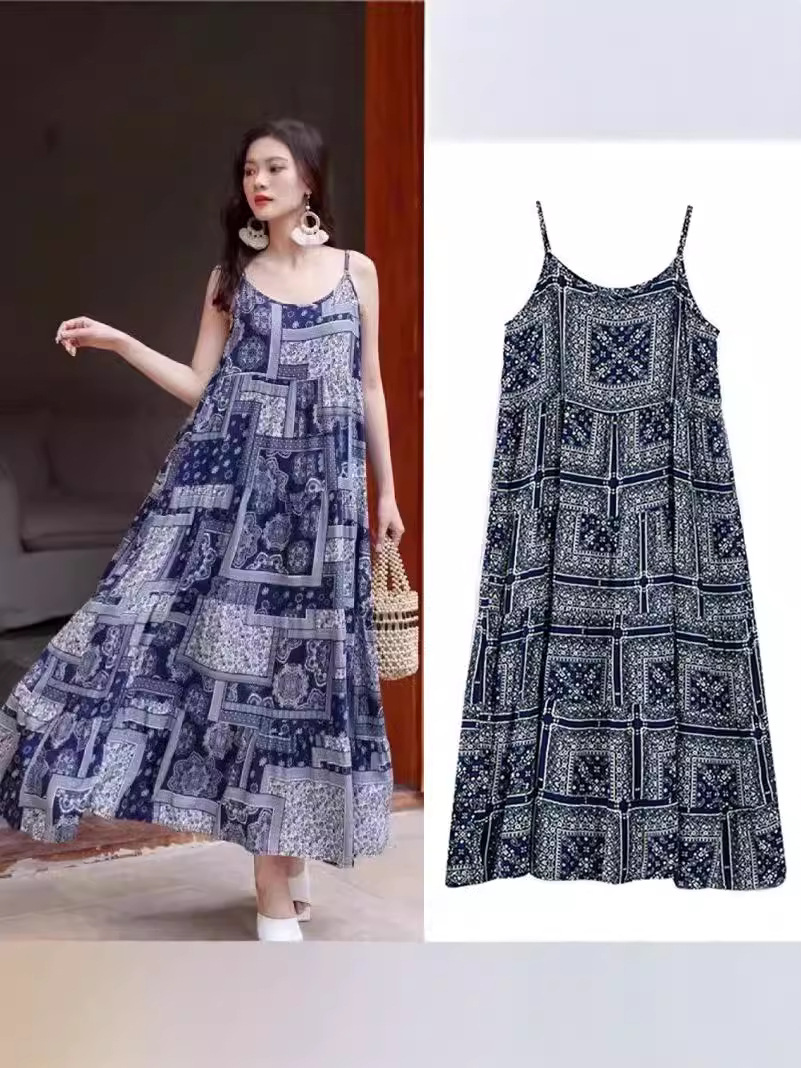 Ethnic blue summer dress from Yunnan province for traveling