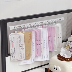 票据收纳夹滑轨收纳杆架文件整理神器办公室桌面财务会计工位改造