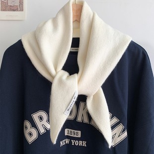 Women's Small Scarf with Wool Knitted Triangle Scarf in Autumn and Winter