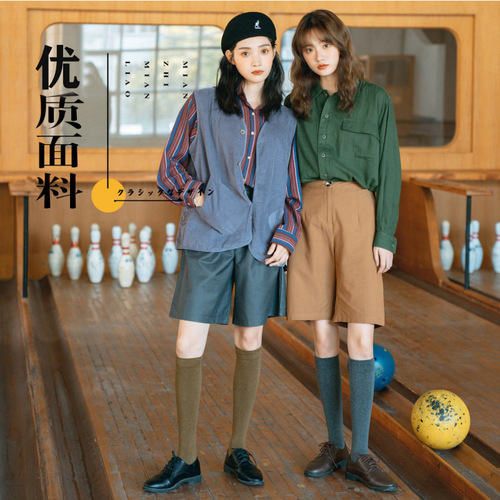 Long socks women's mid-calf socks autumn and winter solid color mid-length white black high-top student style knee-high socks jk calf socks