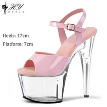 17cm��Ƥ��ɫ͸��ˮ���赸Ь���߸�Ь����ҹ����̨�����ݳ���ЬŮ