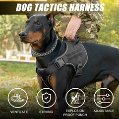 オックスフォード布で強化されたDバックルを備えたアウトドアトレーニング用の戦術的なスタイルの耐摩耗性と防爆ペット戦術ハーネス