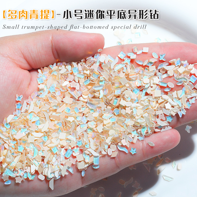 작은 사이즈의 다육식물 모양의 녹색 포도 오로라 플랫 바닥 특수 모양의 다이아몬드 DIY 네일아트 장식품 하트 모양 네일 다이아몬드 반제품 도매