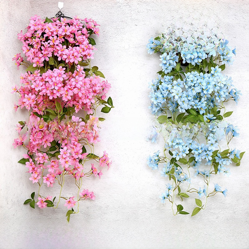 仿真迎春花壁掛客廳牆面假花裝飾室內吊蘭花藤垂吊藤條綠植物藤蔓