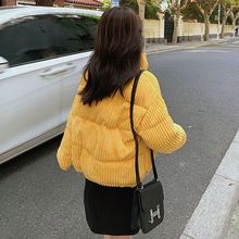 短款灯芯绒棉服外套女装秋冬季新款设计感小个子加厚保暖棉衣