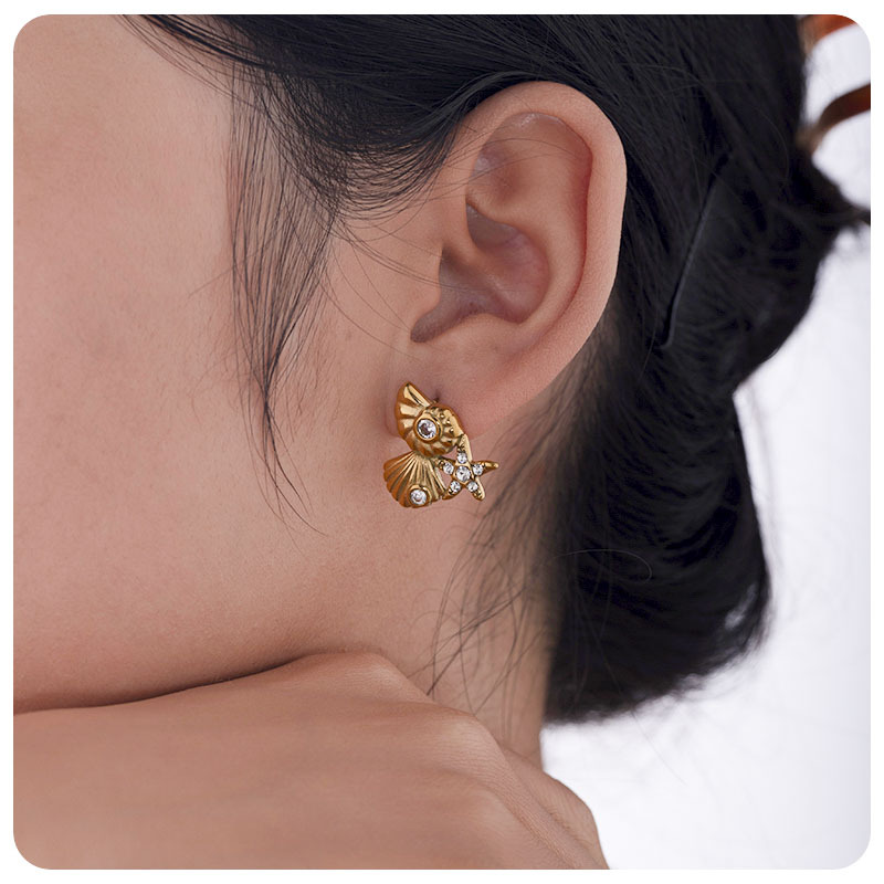 Taina Omei ins elementos marinos conchas estrellas marinas de acero inoxidable pendientes de diamantes para mujeres de alta calidad pendientes transfronterizos