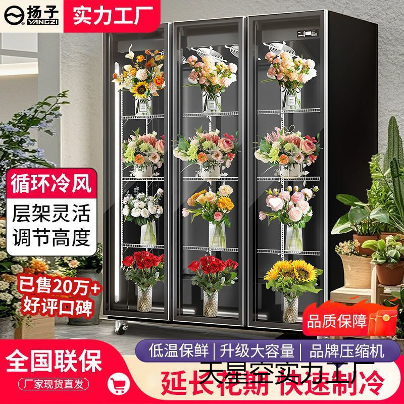 Yangtze Flower Preservation Cabinet Air-Cooled Frost-Free Flower Shop Special Preservation Freezer Two-Door Three-Door Refrigerated Cabinet Display Cabinet