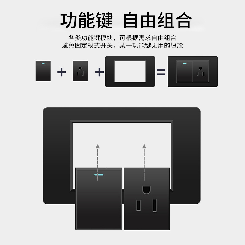 外国貿易スイッチソケット黒 PC パネル壁東南アジアタイ 6 穴台湾ソケット 20Wtype-c|undefined
