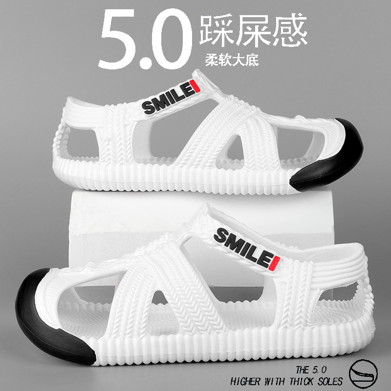 2025 sandalias nuevas transfronterizas para hombre, zapatos con agujeros de paja con suela gruesa, sandalias antideslizantes para deportes de deriva al aire libre