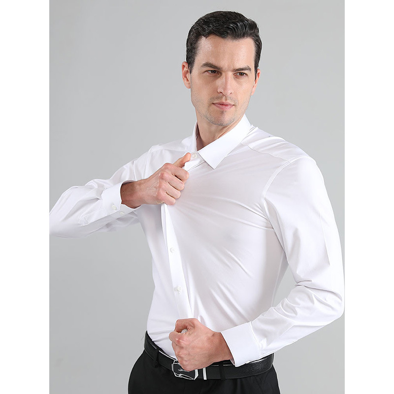 Spring and Autumn plus size Four-sided Stretch Shirt Men's Long-sleeved Non-ironing Tooling Business Casual High-end White Shirt