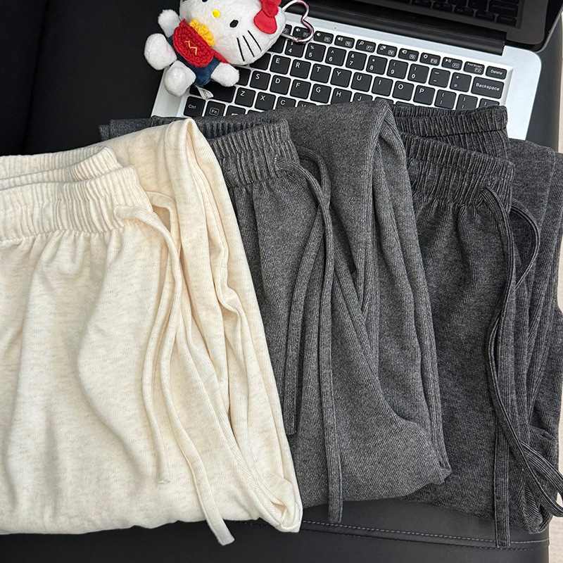 Solid Color Pants for Women, Early Autumn New Casual Slim-Fit Straight-Leg Drapey Loose Korean Style Pants