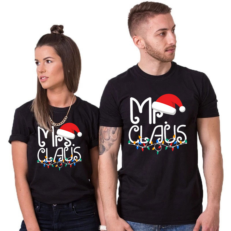 Mr. and Mrs. Claus Couple Matching T-Shirt Funny Christmas Party Couple Sweet T-Shirt Christmas Love