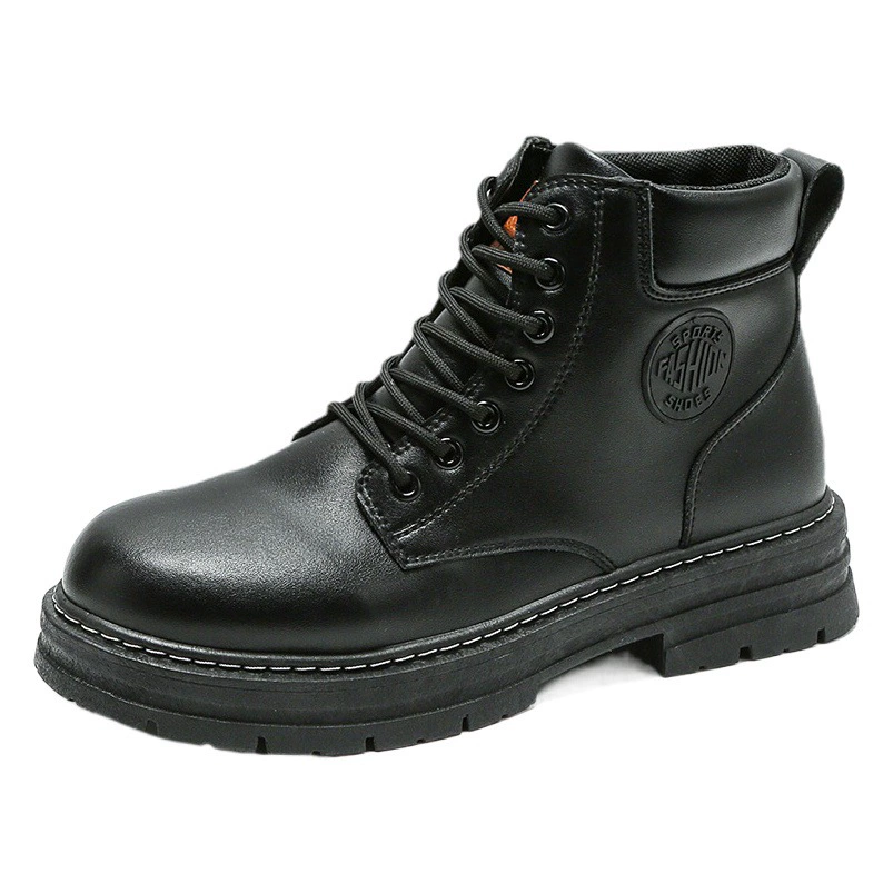 Мужские флисовые ботинки-мартинсы Осень/Зима 2025, желтые ботинки в британском стиле, универсальные повседневные модные высокие кожаные ботинки